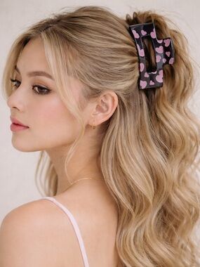 Heart Print Hair Clips Set of 3🩷